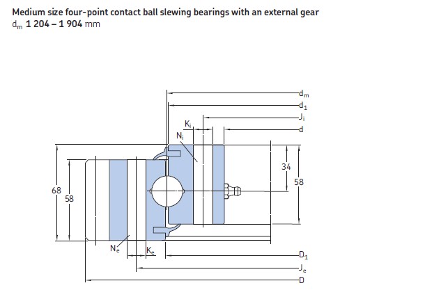 RKS.061.30.1904  SKF Slewing bearing with external gear ,1796x2073.4x68 mm,42CrMo material