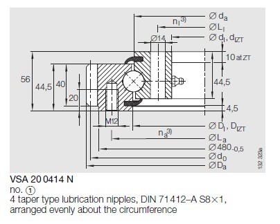 China VSA200414N slewing Bearing, VSA200414N Slewing ring  503.3x342x56mm supplier