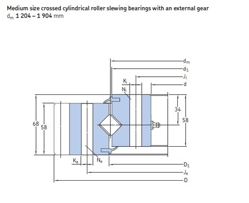 RKS.161.16.1204 crossed roller Slewing bearing with external gear ,1119x1338x68 mm supplier