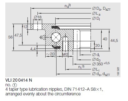 VLI200414N slewing Bearing, VLI200414N Slewing ring, VLI200414N with internal teeth supplier