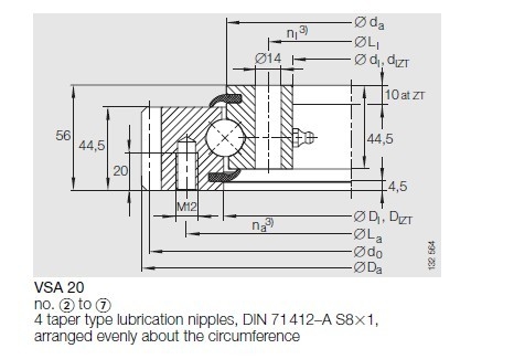 VSA200544N slewing Bearing, VSA200544N Slewing ring dimension and price:640.3X472X56 mm supplier