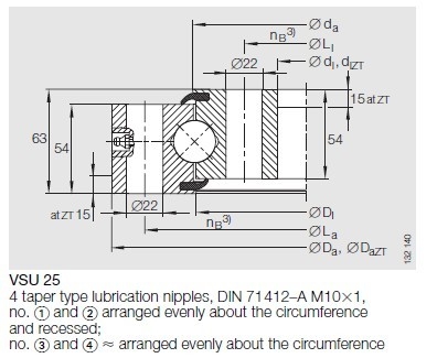 VSU250755 slewing bearing, VSU250755 4-point contact ball slewing bearing,no gear supplier