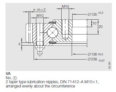 VA140188V slewing ring, VA140188V slewing bearing with external gear,259.36x135x35 mm supplier