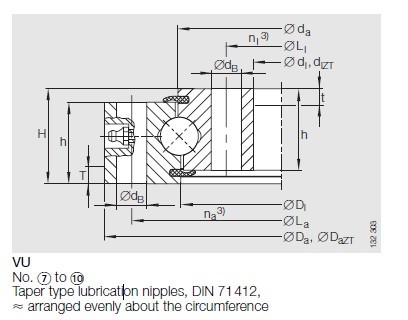 VU200405 slewing bearing, VU200405 four point contact ball slewing ring no gear supplier