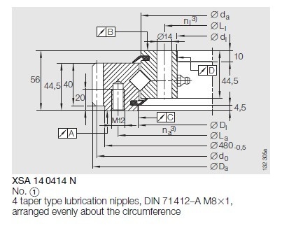 XSA140414N slewing bearing, XSA140414N crossed roller slewing bearing with external gear supplier