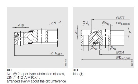 XU080264 Crossed roller slewing bearing no gear, XU080264 slewing ring,311x215.9x25.4 mm supplier