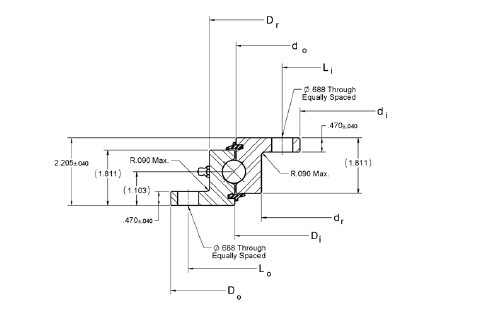 RK6-29P1Z four point contact ball slewing bearing, RK6-29P1Z slewing ring with flange supplier