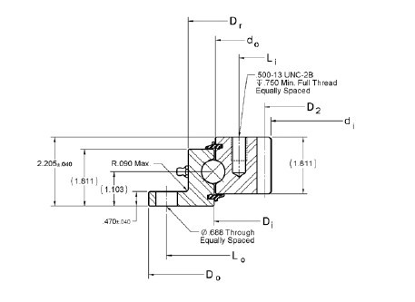 RK6-16N1Z four point contact ball slewing bearing, RK6-16N1Z slewing ring internal gear supplier