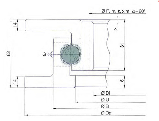 I.500.22.00.A-T slewing ring, I.500.22.00.A-T turntable bearing,499x330x82 mm,in accordanc supplier