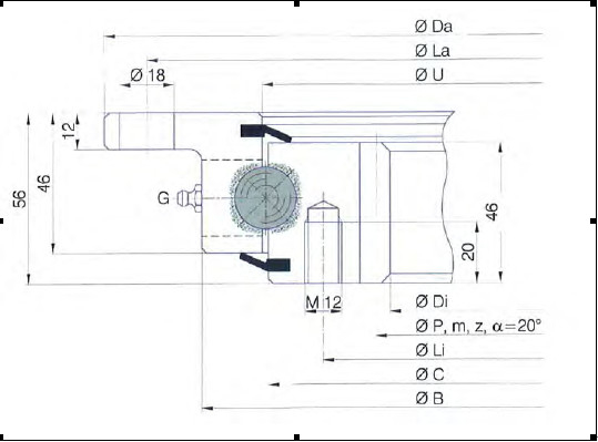 I.1050.20.00.C slewing ring,I.1050.20.00.C  slewing ring 1048x841.6x56mm,JHB supplied supplier