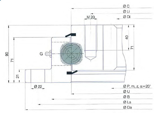 I.1100.32.00.C bearing is the TG Series I.32.C. product.1100x812x90 mm supplier