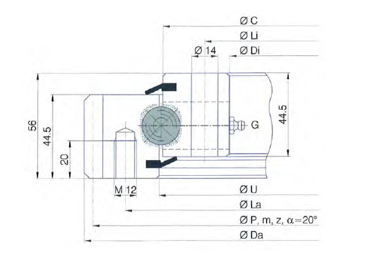 E.650.20.00.B turntable bearing, E.650.20.00.B slewing bearing with external gear supplier