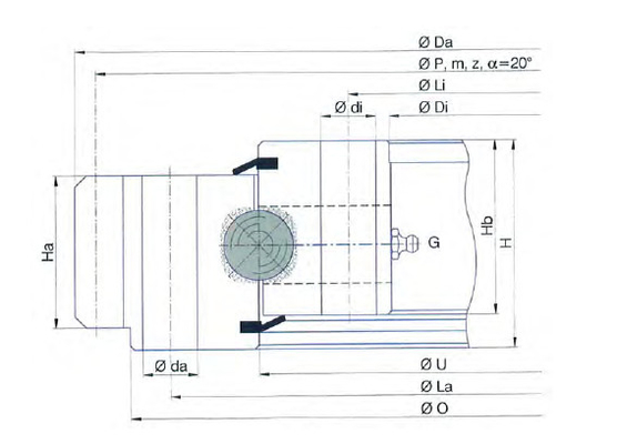 E.1200.25.00.D.1 slewing bearing,1200x962x65 mm,TGB Bearing code supplier