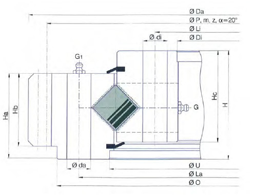 E.1144.30.12.D.3-RV crossed roller slewing bearing,single row,1144x870x100 mm supplier