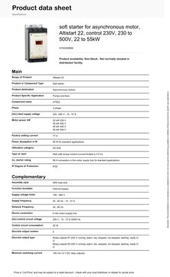 Soft Starter For Asynchronous Motor Schneider ATS22D88S6 In Stock supplier